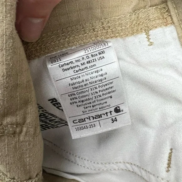 Carhartt Relaxed Fit Ripstop Khaki Cargo Shorts - Picture 4 of 8